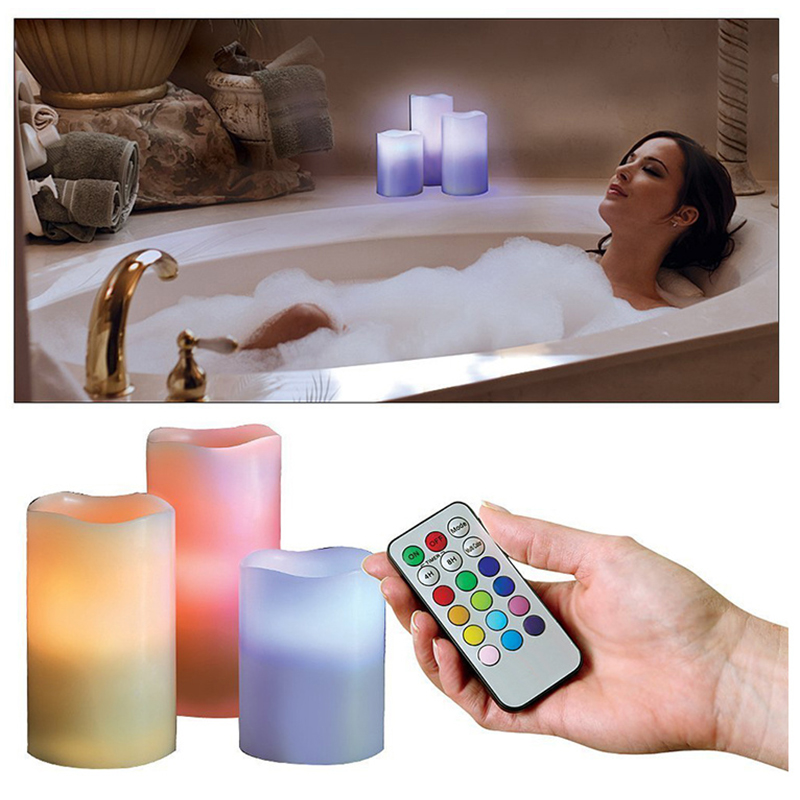 LED RGB sviečky 3ks na diaľkové ovládanie 12 farieb