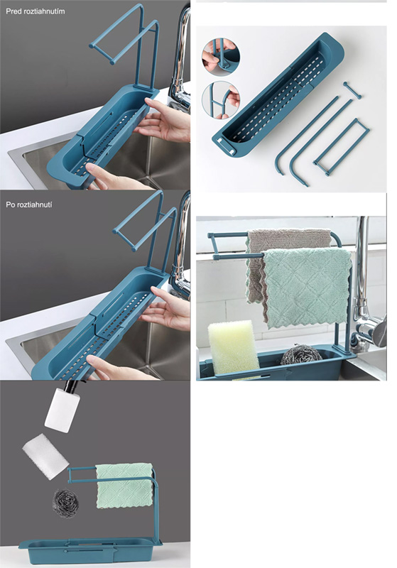 Organizér na kuchynský drez teleskopický