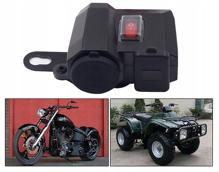 Nabíjačka zapaľovač 12V na motocykel s voltmetrom + 2xUSB