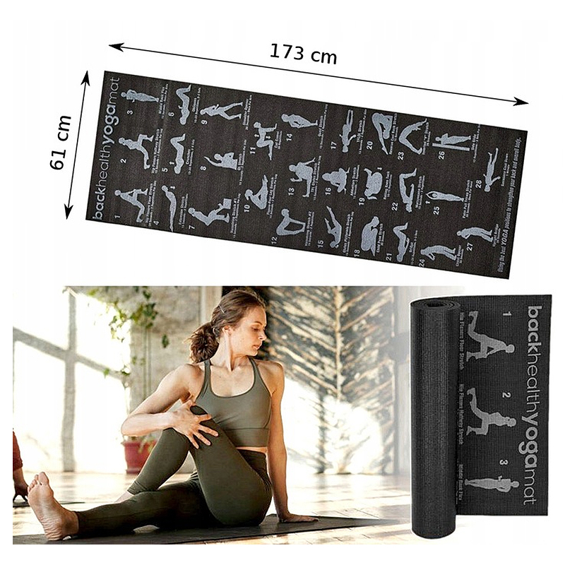 Podložka fitness na cvičenie jógy s plánikom cvičení - 28 polôh