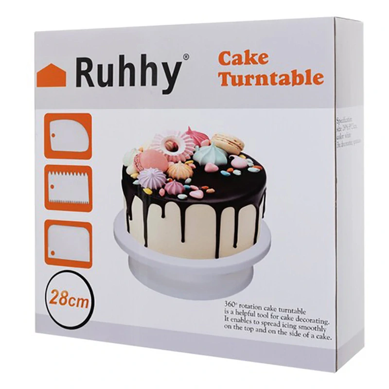 Otočná tortová podložka s 3 špachtľami na zdobenie