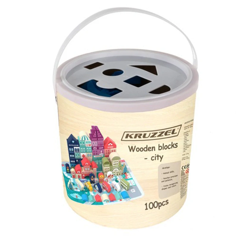 Kruzzel drevené kocky Mesto 123 dielov