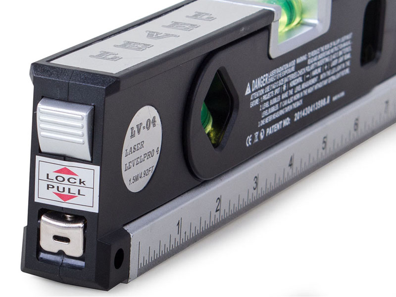 Laserová vodováha s tromi libelami + meter s podsvietením LV04