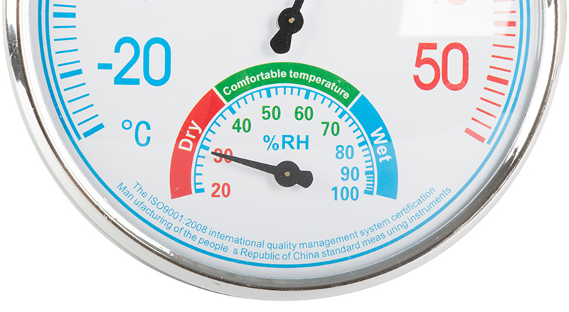 Vlhkomer s teplomerom analóg biely TH-101B