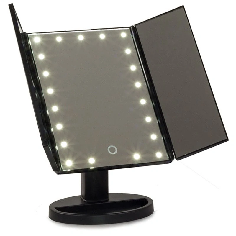 Zrkadlo kozmetické 22 LED otváracie čierne