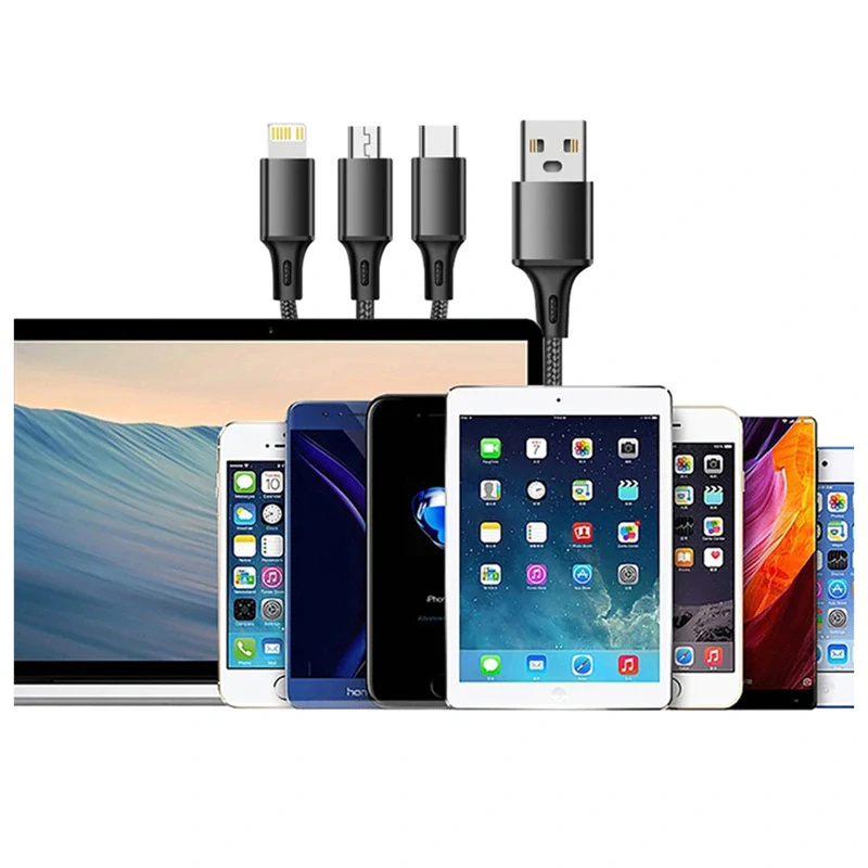 USB kábel 3v1 iPhone, Micro usb, Typ C 1,2m
