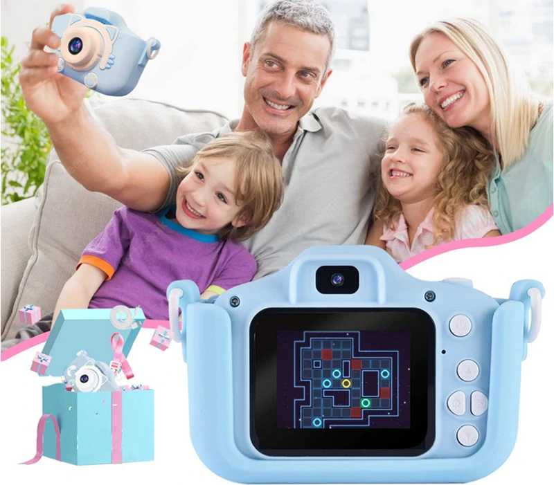Detský digitálny multifunkčný fotoaparát Mačka modrý