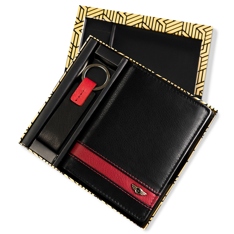 Darčeková sada PETERSON - Peňaženka s príveskom PK-1-N4 čierna/červená