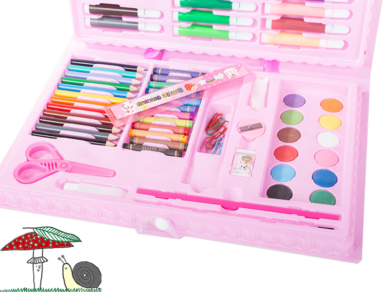Umelecká sada na kreslenie a maľovanie 86ks ružová