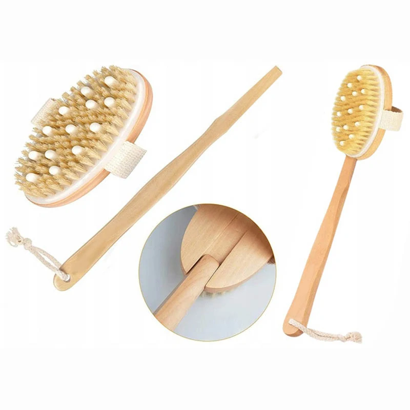 Drevená masážna kefa do kúpeľne