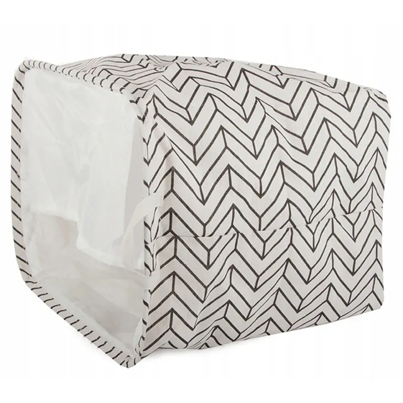 Kôš na prádlo - moderný organizér štvorec čierno-biely 90L