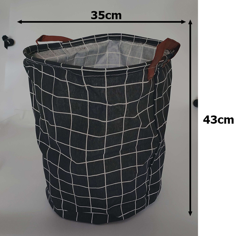 Kôš na prádlo organizér okrúhly čierny 45L