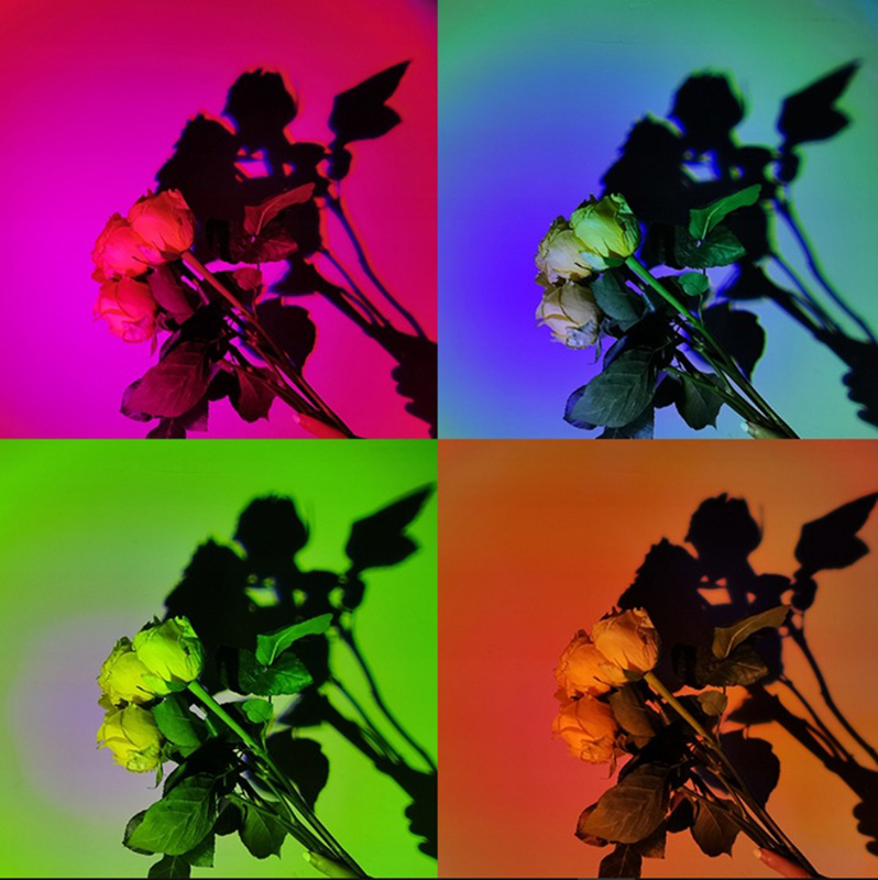 Lampa s projektorom západu slnka s diaľkovým ovládaním