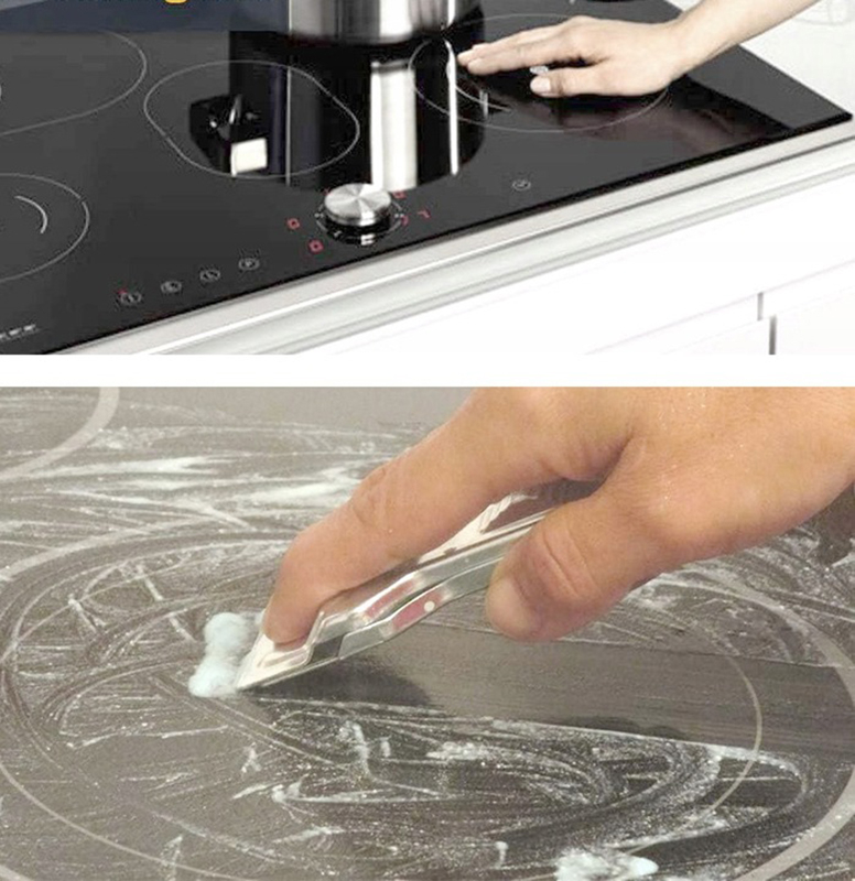 Škrabka na čistenie indukčných varných dosiek s náhradnými čepeľami