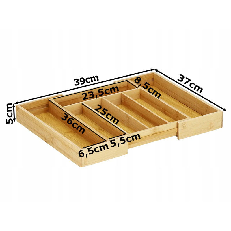 Bambusový organizér do zásuvky nastaviteľný 39x37cm
