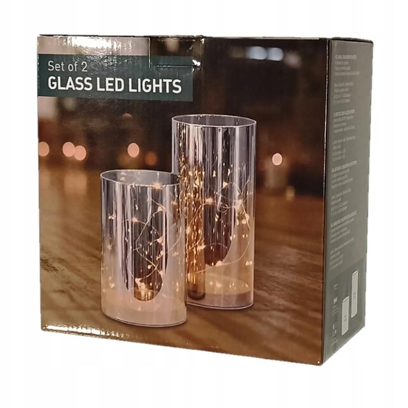 Súprava 2 sklenených LED svetiel
