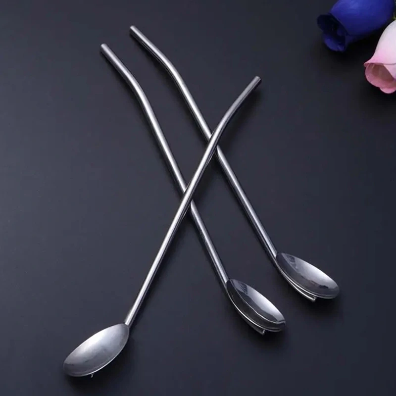 Kovové slamky/lyžičky na kávu a drinky 6ks