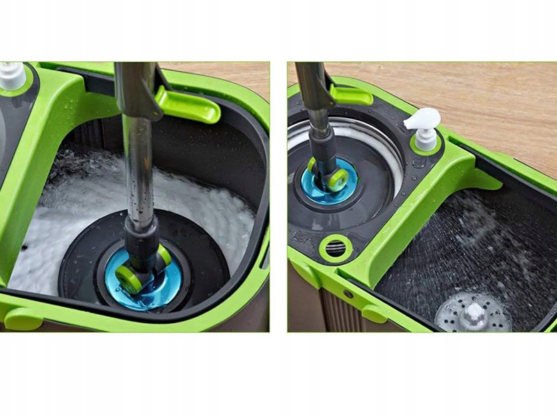 Rotačný mop s vedrom a s 2 hlavicami z mikrovlákna