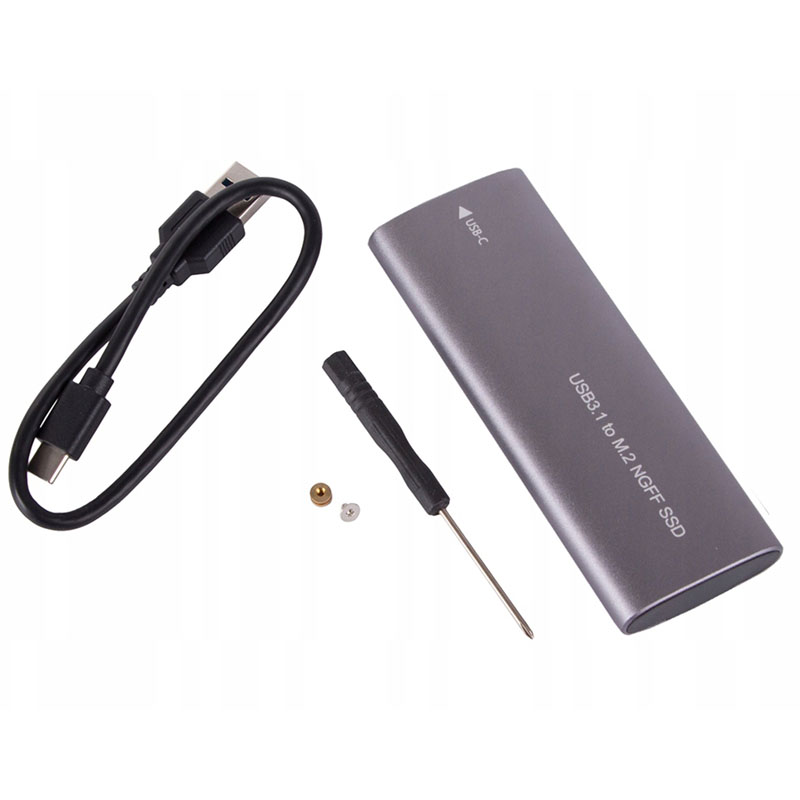 Puzdro pre M.2 SSD NGFF disk USB strieborné