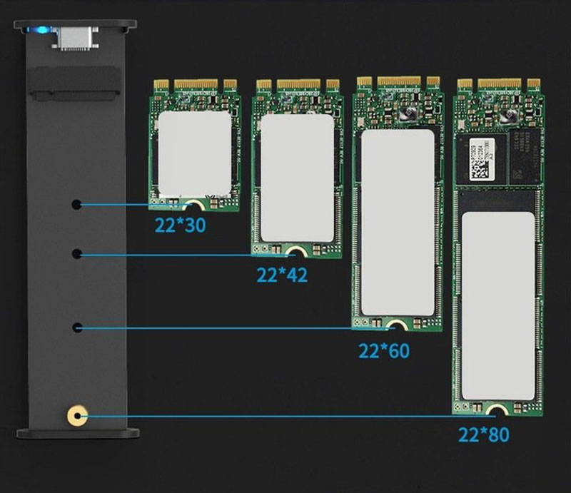 Puzdro pre M.2 SSD NGFF disk USB čierne