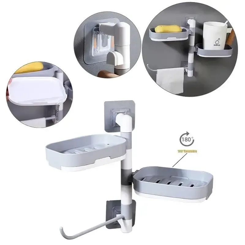 Nástenný kúpeľňový vešiak na kozmetiku otočný