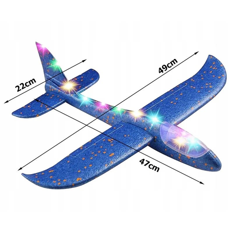 Lietadlo penové LED 47cm modré