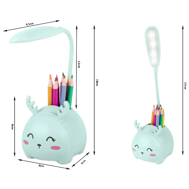 Detská LED lampa 3W so stojanom na mobil a ceruzky modrá