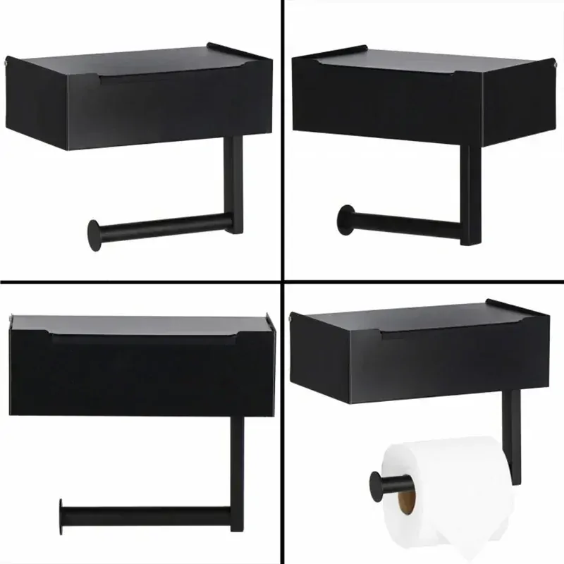 Nástenný držiak na toaletný papier so skrinkou kovový