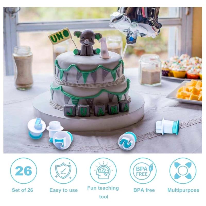 Vykrajovačky na fondán a cesto – abeceda veľké písmená s piestom 26 ks