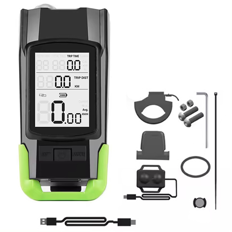 Cyklopočítač s klaksónom a predným a zadným svetlom