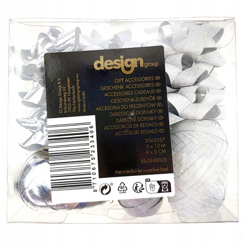 Sada darčekových stúh a mašličiek strieborné