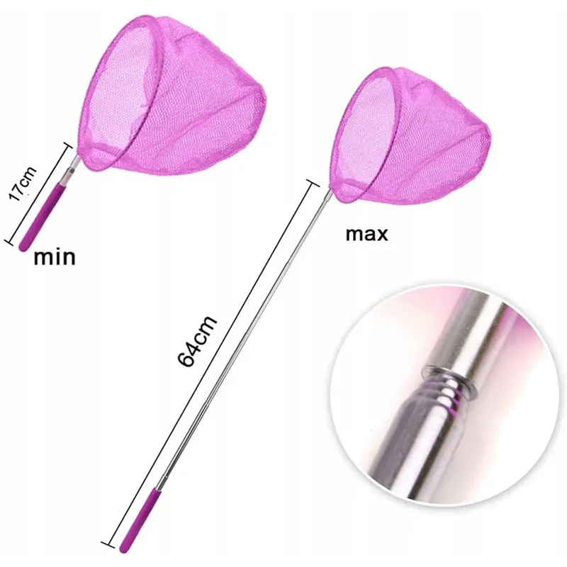 Teleskopická sieťka na chytanie motýľov, hmyzu a malých rýb