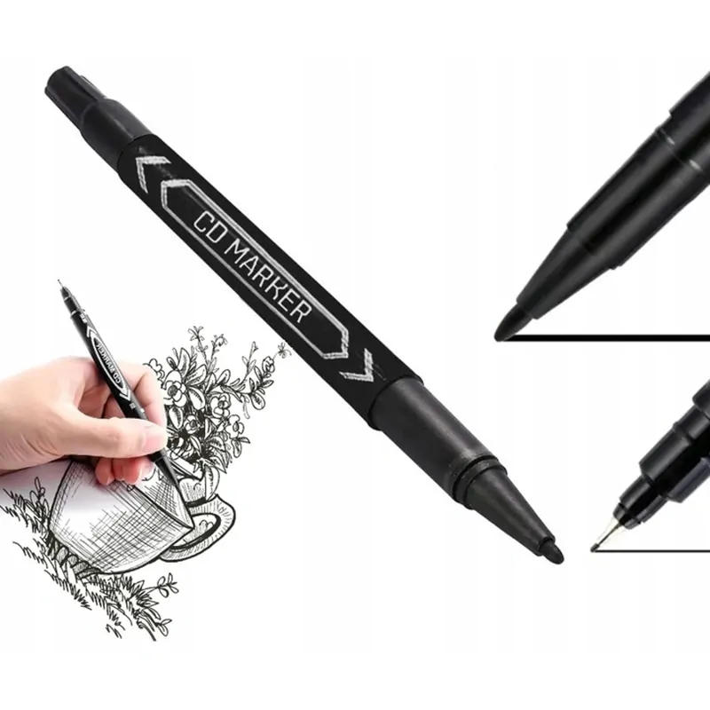 Obojstranný permanentný popisovač tenký čierny