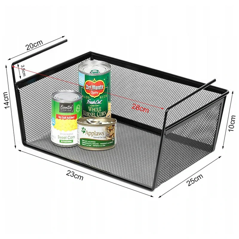 Závesný kovový organizér pod skrinku 28 x 25 x 10cm čierny