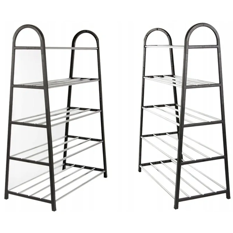 Kovový regál na topánky čierny 79x54x28cm