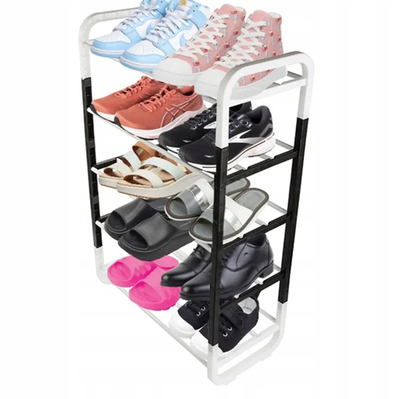 Kovový regál na topánky čiernobiely 73x46x23cm