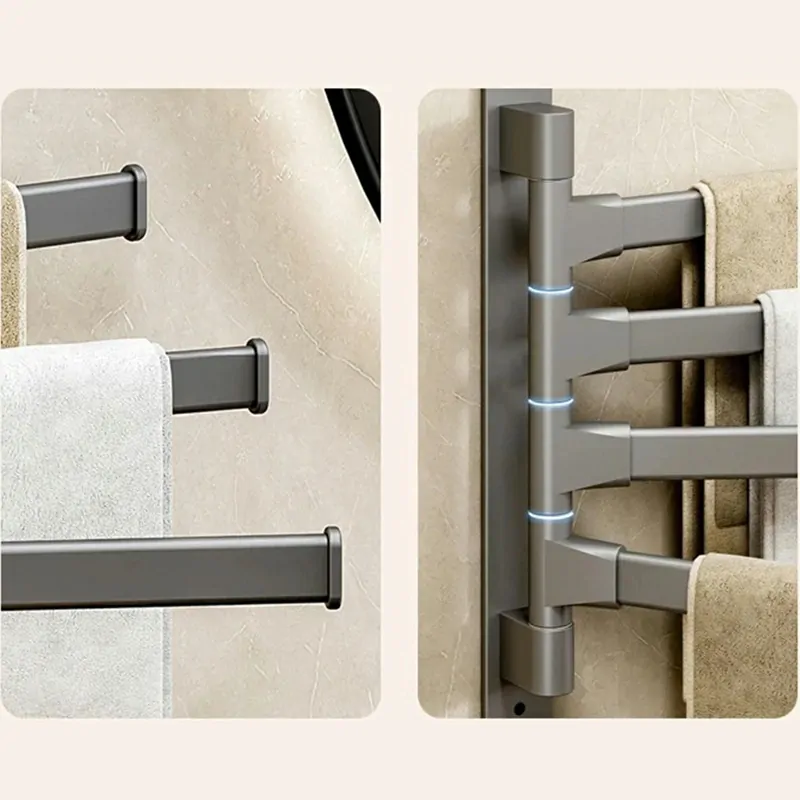 Vešiak na uteráky s otočnými ramenami sivý