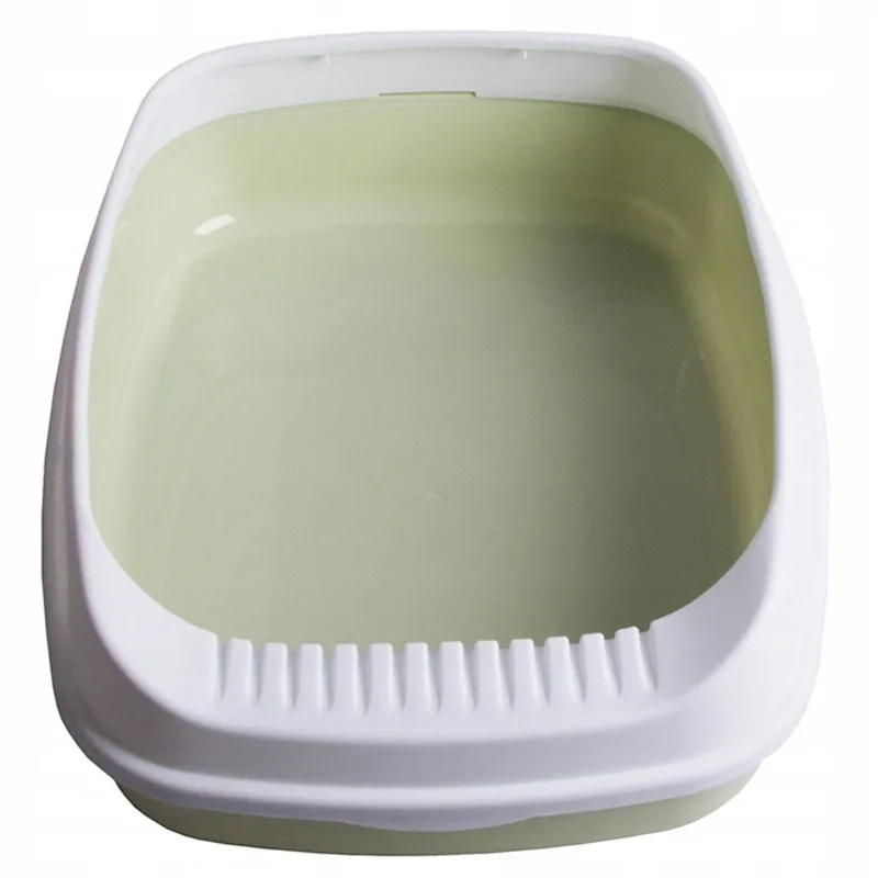 Záchod pre mačky s čistiacou lopatkou zelený