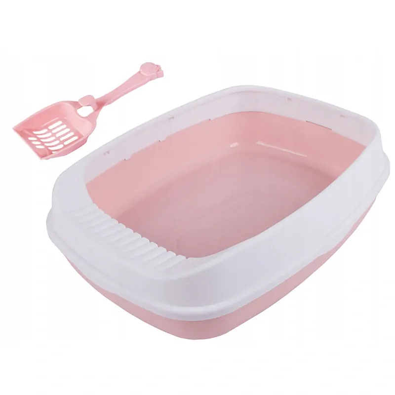 Záchod pre mačky s čistiacou lopatkou ružový