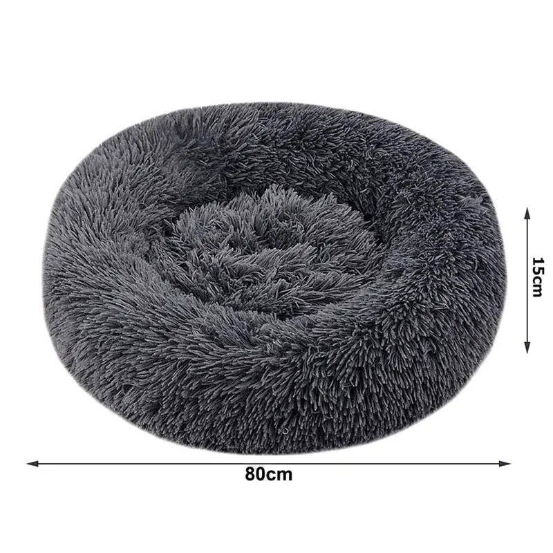 Plyšový pelech pre zviera okrúhly 80cm tmavosivý