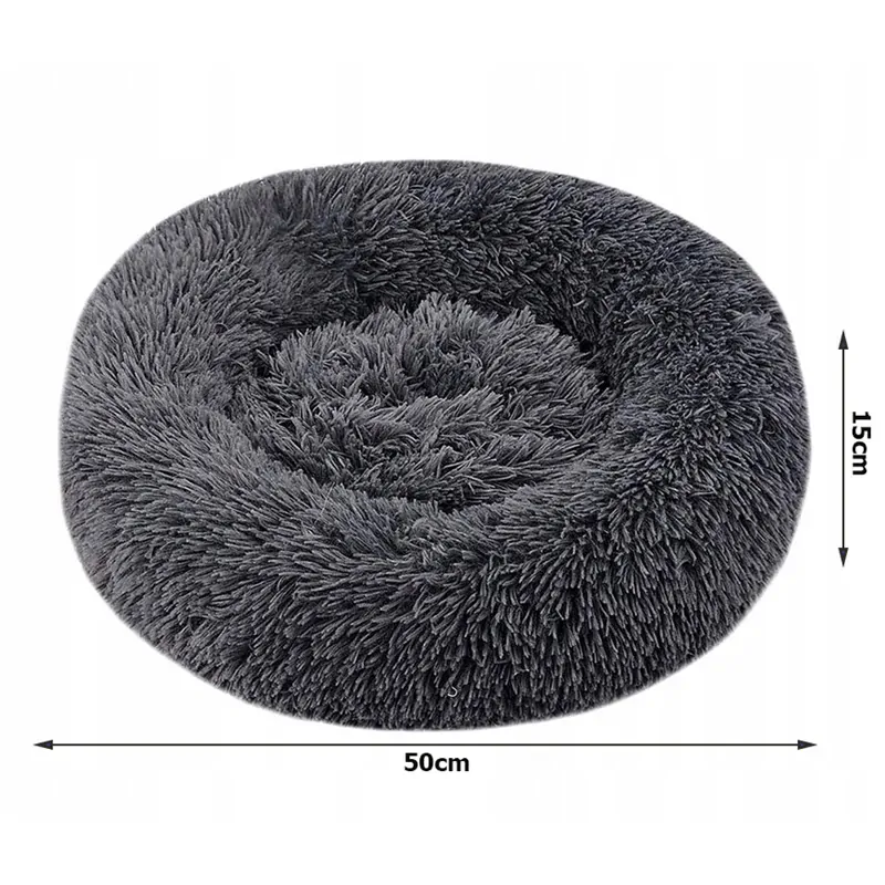 Plyšový pelech pre zviera okrúhly 50cm tmavosivý