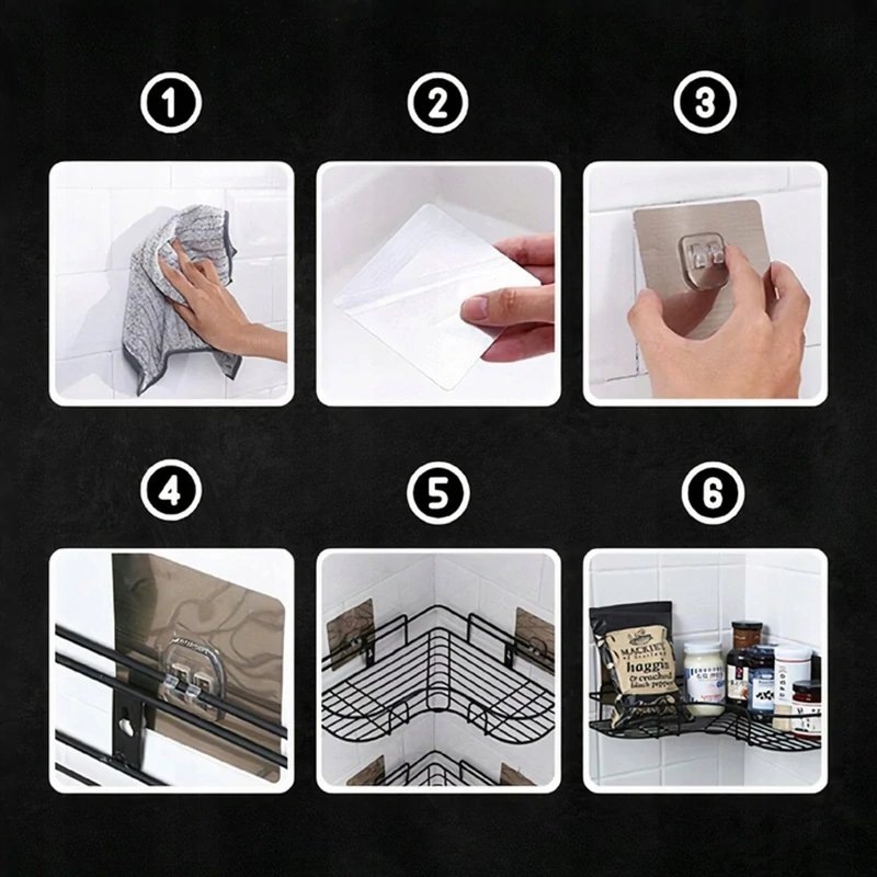 Rohová nástenná polica kovová 26x26cm čierna