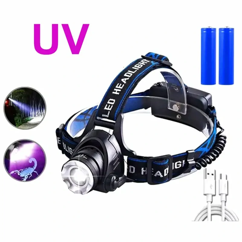 Čelovka LED UV 6 XM-L 8W