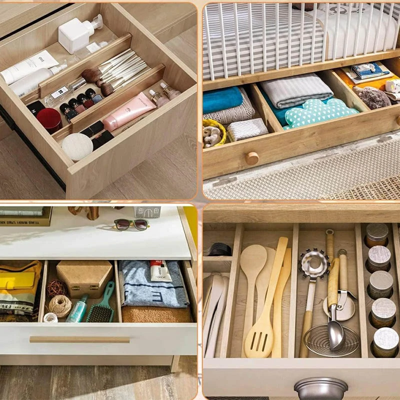 Rozkladacie bambusové organizéry do zásuviek 4ks