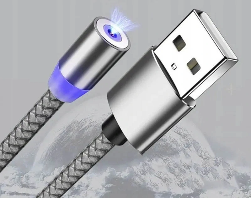 Magnetický kábel USB 3v1 iPhone, Micro USB, USB C 1m strieborný