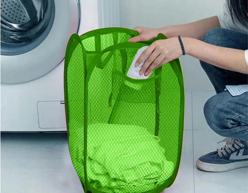 Kôš na prádlo zo sieťoviny 40L zelený
