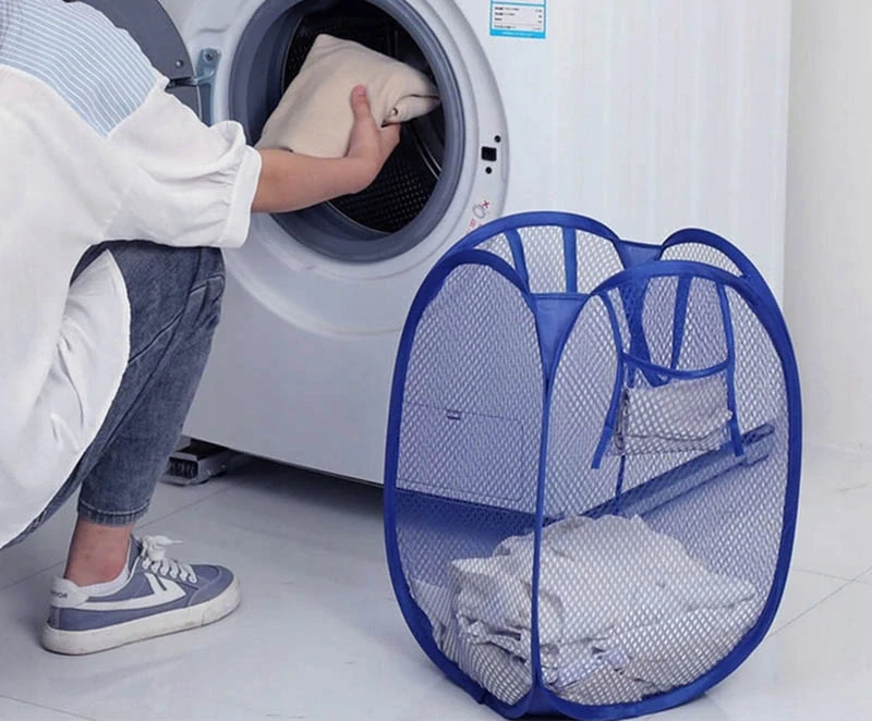 Kôš na prádlo zo sieťoviny 65L modrý