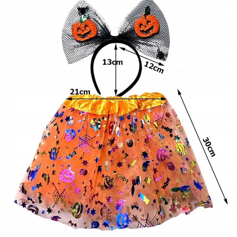 Dievčenský halloweensky kostým Sukňa s čelenkou