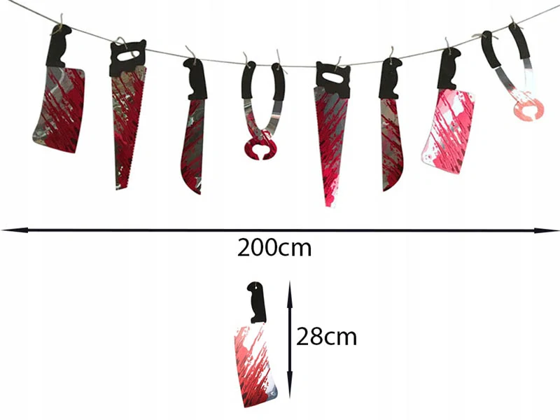 Halloweenska girlanda Krvavé nástroje 2m