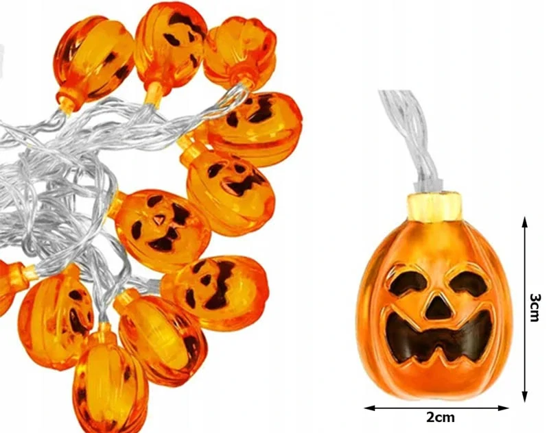 Halloweenska LED girlanda Tekvice 2m